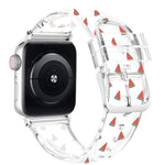 Transparentes Uhrenarmband mit quadratischer Schnalle für Apple Watch Series, 7 41mm / 6&SE&5&4 40mm / 3&2&1 38mm, 7 45mm / 6&SE&5&4 44mm / 3&2&1 42mm