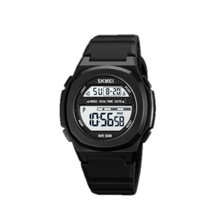 SKMEI 1821 Elektronische Armbanduhr mit Edelstahlschließe und Silikonarmband
