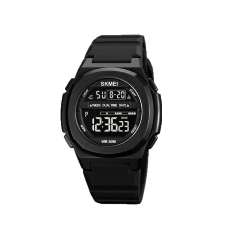 SKMEI 1821 Elektronische Armbanduhr mit Edelstahlschließe und Silikonarmband