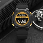 SKMEI 1821 Elektronische Armbanduhr mit Edelstahlschließe und Silikonarmband