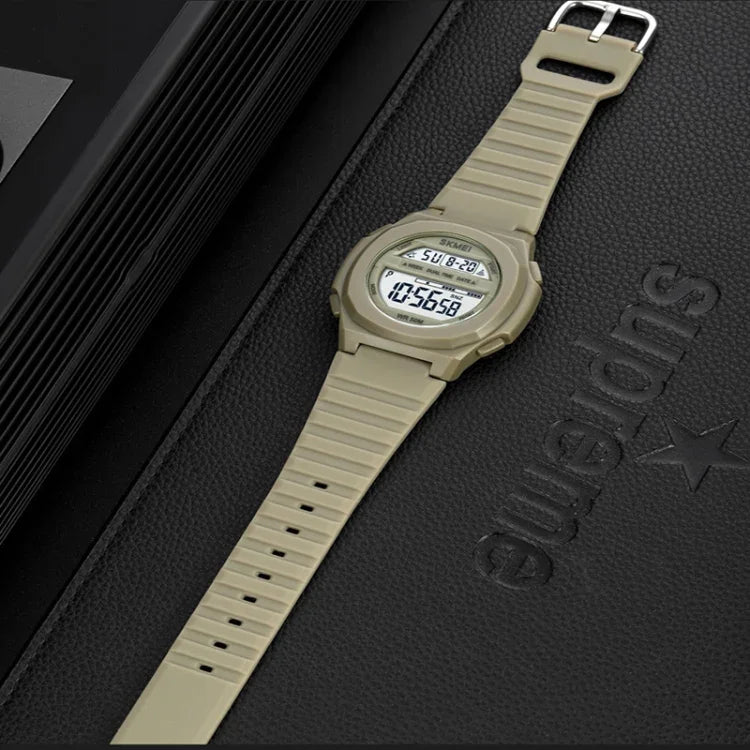 SKMEI 1821 Elektronische Armbanduhr mit Edelstahlschließe und Silikonarmband