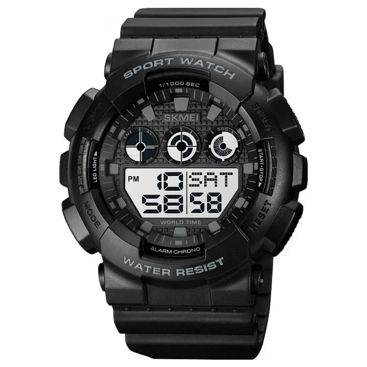 SKMEI 1857 Edelstahl-Schnalle PU-Armband Wasserdichte Elektronische Uhr