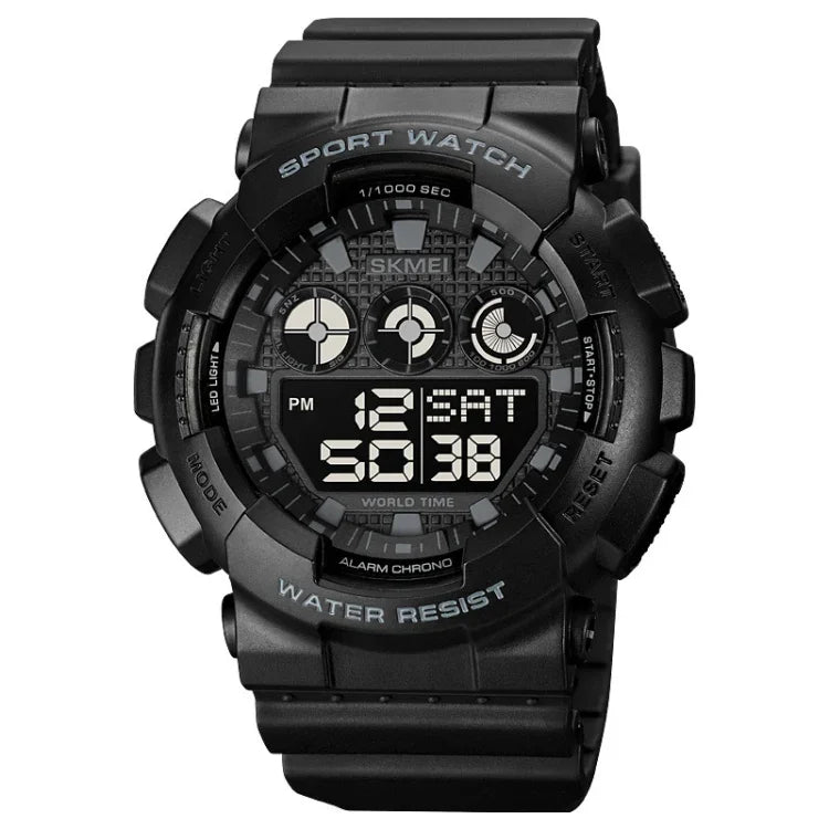 SKMEI 1857 Edelstahl-Schnalle PU-Armband Wasserdichte Elektronische Uhr