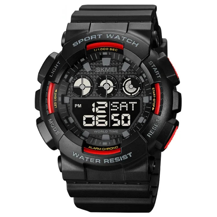 SKMEI 1857 Edelstahl-Schnalle PU-Armband Wasserdichte Elektronische Uhr