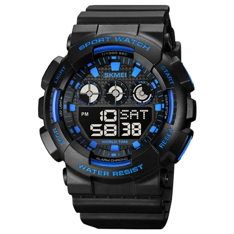 SKMEI 1857 Edelstahl-Schnalle PU-Armband Wasserdichte Elektronische Uhr