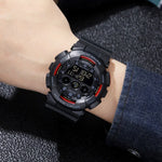SKMEI 1857 Edelstahl-Schnalle PU-Armband Wasserdichte Elektronische Uhr