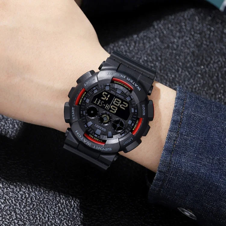 SKMEI 1857 Edelstahl-Schnalle PU-Armband Wasserdichte Elektronische Uhr