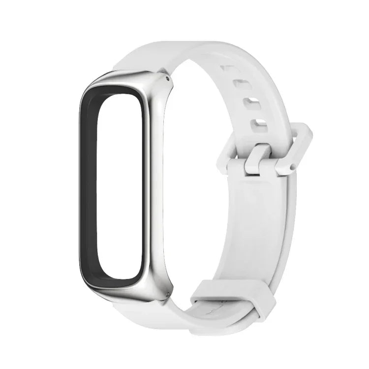 MIJOBS Metal Case Silicone Watch Band, For Samsung Galaxy Fit 2