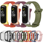 MIJOBS Metal Case Silicone Watch Band, For Samsung Galaxy Fit 2
