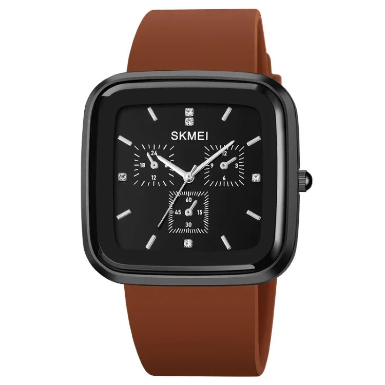 SKMEI 1902 Edelstahlschnalle Silikonarmband Wasserdichte Quarzuhr