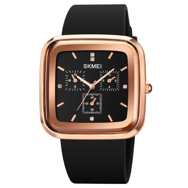 SKMEI 1902 Edelstahlschnalle Silikonarmband Wasserdichte Quarzuhr