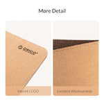 ORICO Doppelseitiges Mauspad, Größe: 300x600mm, Kork + Kaffee, Kork + Rosa PU, Kork + Grau PU