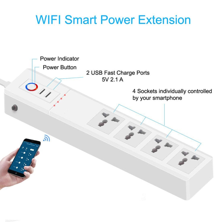 SM-SO306-M 4 Löcher + 2 USB Multifunktionale Smart Steckdosenleiste, ZigBee 10A, ZigBee 16A, WiFi 10A, WiFi 16A