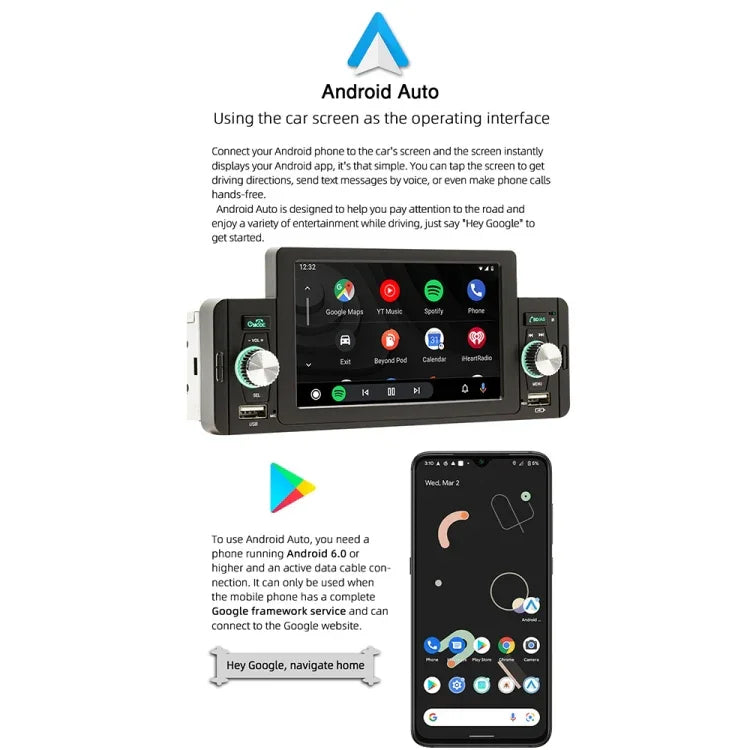 SWM-160C 5 Zoll Auto Bluetooth 5.1 MP5 Player Unterstützung Telefon-Spiegelung / Lenkradsteuerung, SWM-160C