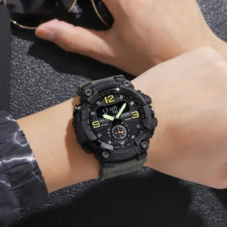 SKMEI 1965 Edelstahl Schnalle PU-Armband Wasserdichte elektronische Uhr