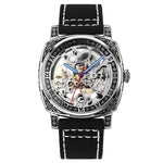 SKMEI 9271 Mechanische wasserdichte Armbanduhr mit Edelstahlschnalle und Lederarmband