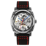 SKMEI 9271 Mechanische wasserdichte Armbanduhr mit Edelstahlschnalle und Lederarmband