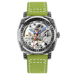 SKMEI 9271 Mechanische wasserdichte Armbanduhr mit Edelstahlschnalle und Lederarmband