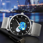 SKMEI 9283 Edelstahl-Schnalle Glas-Spiegel Wasserdichte Quarzuhr, Stahlarmband, Lederarmband