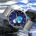 SKMEI 9283 Edelstahl-Schnalle Glas-Spiegel Wasserdichte Quarzuhr, Stahlarmband, Lederarmband