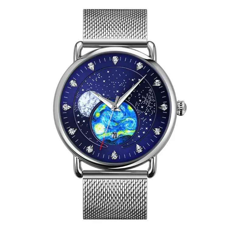 SKMEI 9283 Edelstahl-Schnalle Glas-Spiegel Wasserdichte Quarzuhr, Stahlarmband, Lederarmband