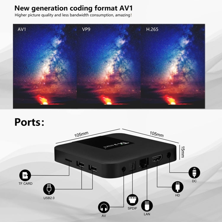 TX3 mini+ Android 11.0 Smart TV Box, Amlogic S905W2 Quad Core, TX3 mini+, 2GB+16GB, 2,4GHz WiFi, TX3 mini+, 2GB+16GB, 2,4GHz / 5GHz WiFi, TX3 mini+, 4GB+32GB, 2,4GHz / 5GHz WiFi, TX3 mini+, 4GB+64GB, 2,4GHz / 5GHz WiFi