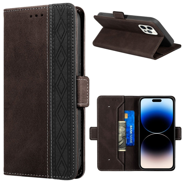 Stitching Magnetic RFID Leather Case, For iPhone 14 Pro Max, For iPhone 14 Pro, For iPhone 14, For iPhone 14 Plus