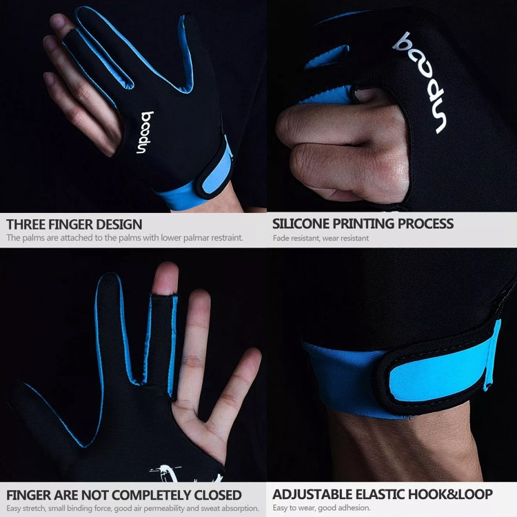 BOODUN M050912 Dünne, atmungsaktive Billardhandschuhe mit drei Fingern für Herren und Damen, M, L