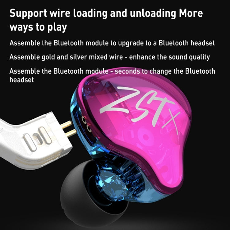 KZ-ZST X Ring-Eisen-Hybrid-Treiber In-Ear Geräuschunterdrückender Ohrhörer, Mit Mikrofon, Ohne Mikrofon