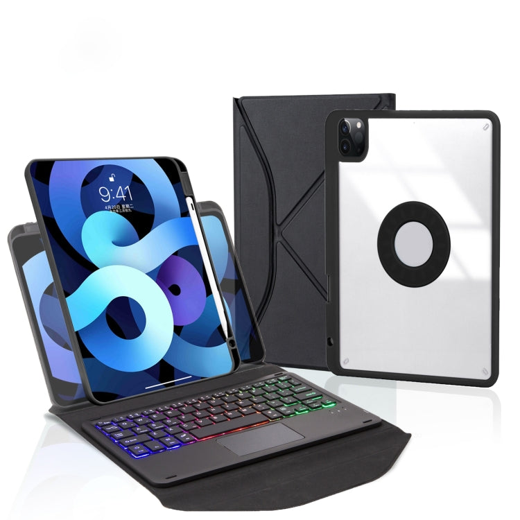 Z11B-AS Stiftefach Touchpad Hintergrundbeleuchtung Bluetooth Tastatur Leder Tablet-Hülle, Für iPad Pro 11 2021/2020/2018, Für iPad Air 11 2025 / 2024 / Air 5 / Air 4, Für iPad 10.2 2021/2020/2019