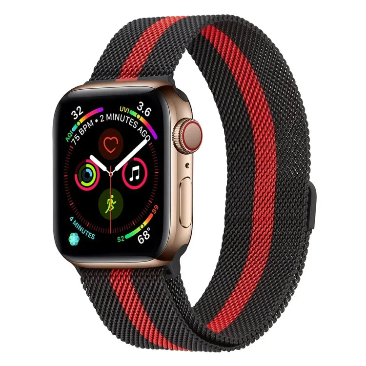 Milanese Stainless Steel Watch Band For Apple Watch Series, 7 45mm / 6&SE&5&4 44mm / 3&2&1 42mm, 7 41mm / 6&SE&5&4 40mm / 3&2&1 38mm