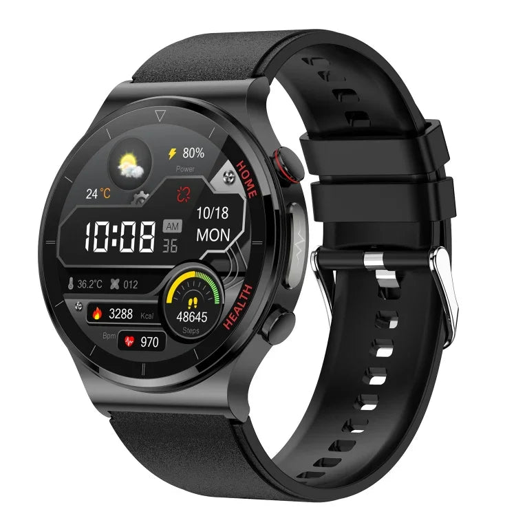 E300 Smartwatch mit 1,32-Zoll-Display, TPU-Armband und Funktionen zur Überwachung von Körpertemperatur, EKG und Blutdruck