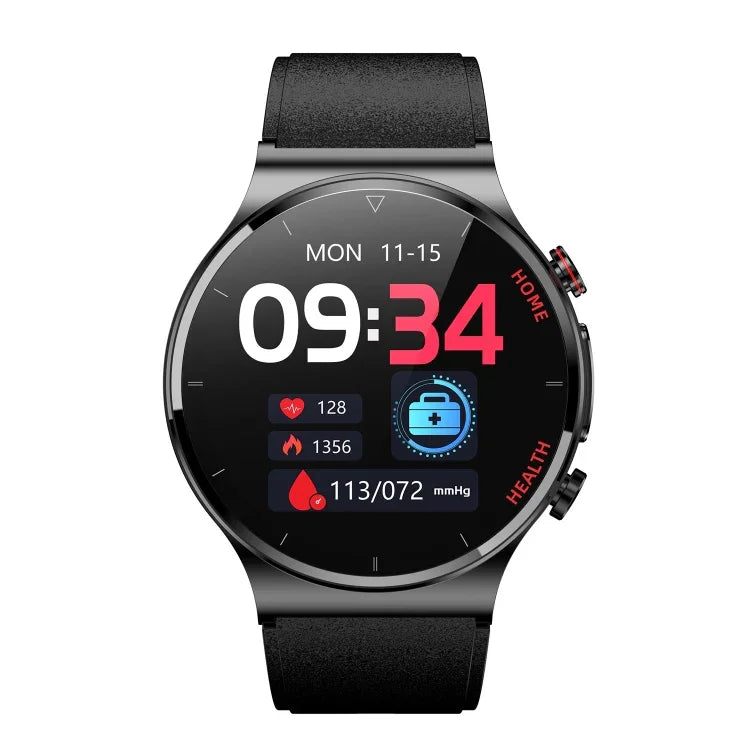 E300 Smartwatch mit 1,32-Zoll-Display, TPU-Armband und Funktionen zur Überwachung von Körpertemperatur, EKG und Blutdruck