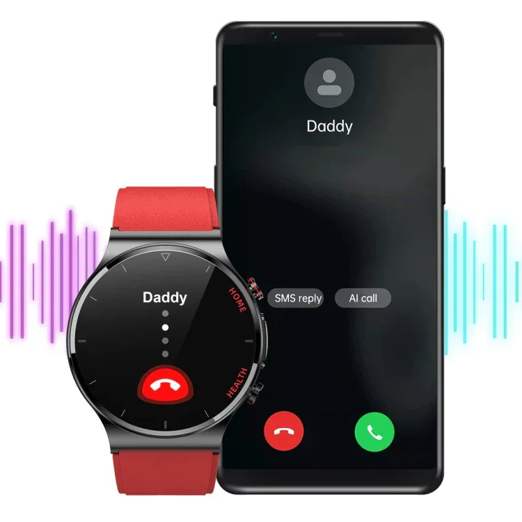 E300 Smartwatch mit 1,32-Zoll-Display, TPU-Armband und Funktionen zur Überwachung von Körpertemperatur, EKG und Blutdruck