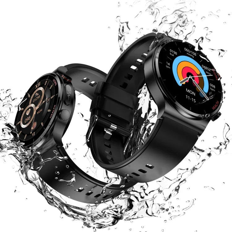 E300 Smartwatch mit 1,32-Zoll-Display, TPU-Armband und Funktionen zur Überwachung von Körpertemperatur, EKG und Blutdruck