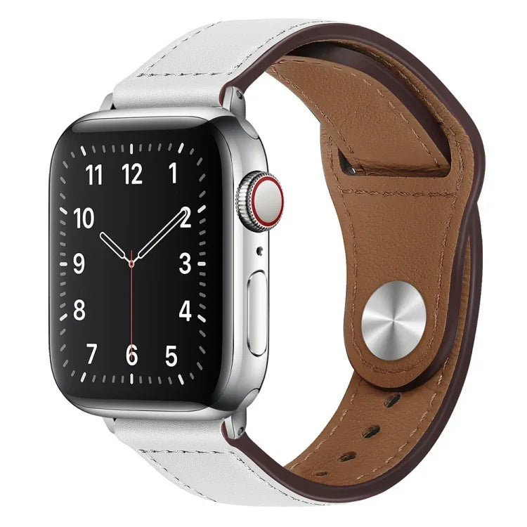 Silbernes Uhrenarmband aus PU-Leder mit Dornschließe für Apple Watch Series 7 (45 mm), 6, SE, 5, 4 (44 mm), 3, 2, 1 (42 mm), 7 (41 mm), 6, SE, 5, 4 (40 mm) und 3, 2, 1 (38 mm)