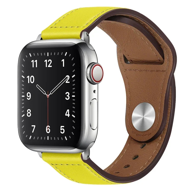 PU Leather Silver Buckle Watch Band For Apple Watch Series, 7 45mm / 6&SE&5&4 44mm / 3&2&1 42mm, 7 41mm / 6&SE&5&4 40mm / 3&2&1 38mm