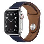 PU Leather Silver Buckle Watch Band For Apple Watch Series, 7 45mm / 6&SE&5&4 44mm / 3&2&1 42mm, 7 41mm / 6&SE&5&4 40mm / 3&2&1 38mm