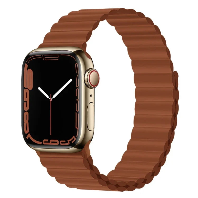 Silikon-Magnetarmband für Apple Watch Series 7 (45 mm), 6, SE, 5 und 4 (44 mm), 3, 2 und 1 (42 mm), 7 (41 mm), 6, SE, 5 und 4 (40 mm) sowie 3, 2 und 1 (38 mm)