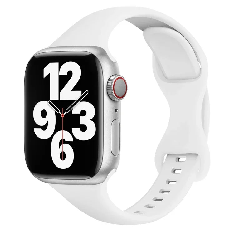 Schmale Armbanduhr mit Schmetterlingsschließe für Apple Watch Series 7 (45 mm), 6, SE, 5, 4 (44 mm), 3, 2, 1 (42 mm) und 7 (41 mm), 6, SE, 5, 4 (40 mm) sowie 3, 2, 1 (38 mm).
