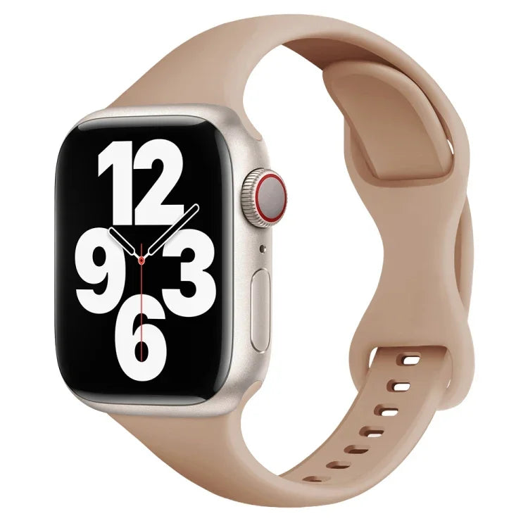 Schmale Armbanduhr mit Schmetterlingsschließe für Apple Watch Series 7 (45 mm), 6, SE, 5, 4 (44 mm), 3, 2, 1 (42 mm) und 7 (41 mm), 6, SE, 5, 4 (40 mm) sowie 3, 2, 1 (38 mm).