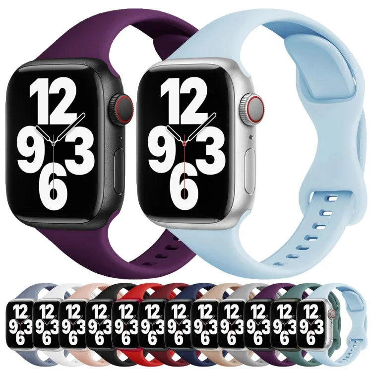 Schmale Armbanduhr mit Schmetterlingsschließe für Apple Watch Series 7 (45 mm), 6, SE, 5, 4 (44 mm), 3, 2, 1 (42 mm) und 7 (41 mm), 6, SE, 5, 4 (40 mm) sowie 3, 2, 1 (38 mm).