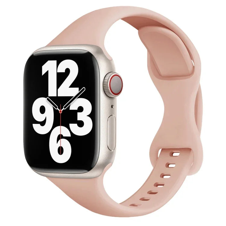 Schmale Armbanduhr mit Schmetterlingsschließe für Apple Watch Series 7 (45 mm), 6, SE, 5, 4 (44 mm), 3, 2, 1 (42 mm) und 7 (41 mm), 6, SE, 5, 4 (40 mm) sowie 3, 2, 1 (38 mm).
