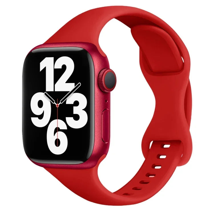 Schmale Armbanduhr mit Schmetterlingsschließe für Apple Watch Series 7 (45 mm), 6, SE, 5, 4 (44 mm), 3, 2, 1 (42 mm) und 7 (41 mm), 6, SE, 5, 4 (40 mm) sowie 3, 2, 1 (38 mm).