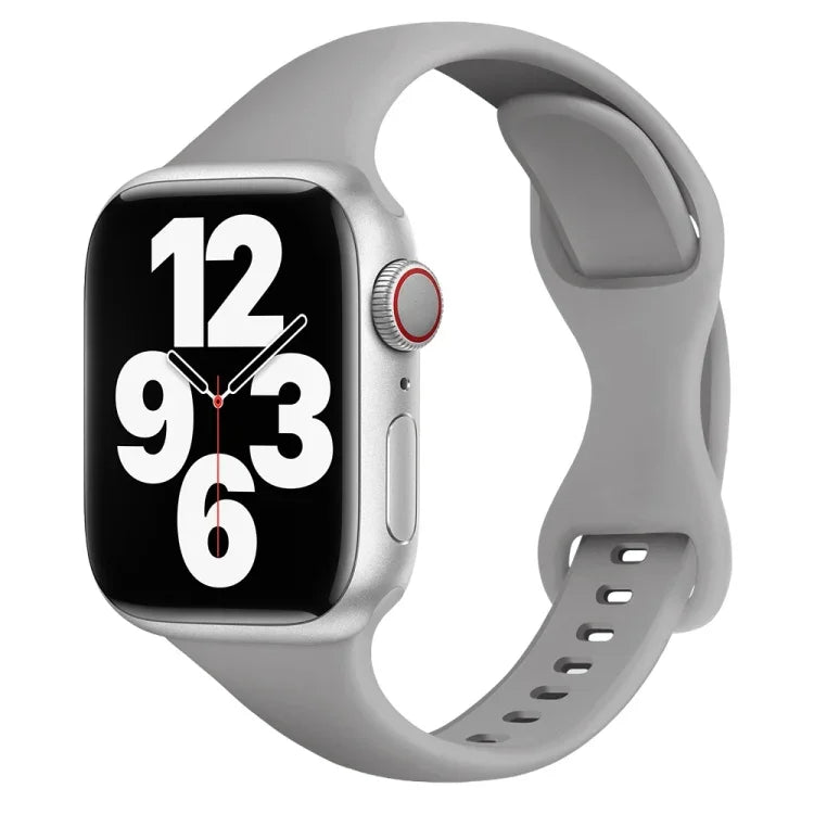 Schmale Armbanduhr mit Schmetterlingsschließe für Apple Watch Series 7 (45 mm), 6, SE, 5, 4 (44 mm), 3, 2, 1 (42 mm) und 7 (41 mm), 6, SE, 5, 4 (40 mm) sowie 3, 2, 1 (38 mm).