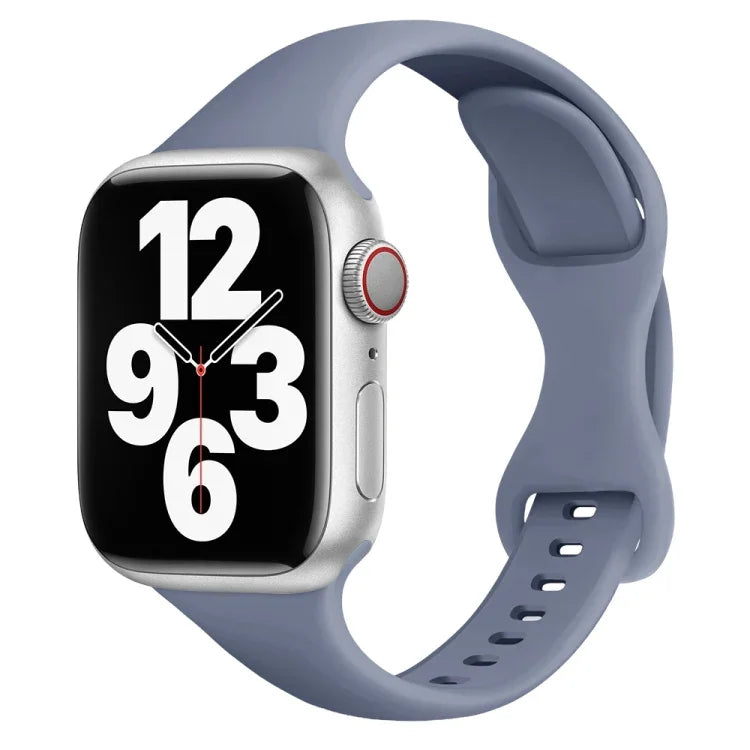 Schmale Armbanduhr mit Schmetterlingsschließe für Apple Watch Series 7 (45 mm), 6, SE, 5, 4 (44 mm), 3, 2, 1 (42 mm) und 7 (41 mm), 6, SE, 5, 4 (40 mm) sowie 3, 2, 1 (38 mm).