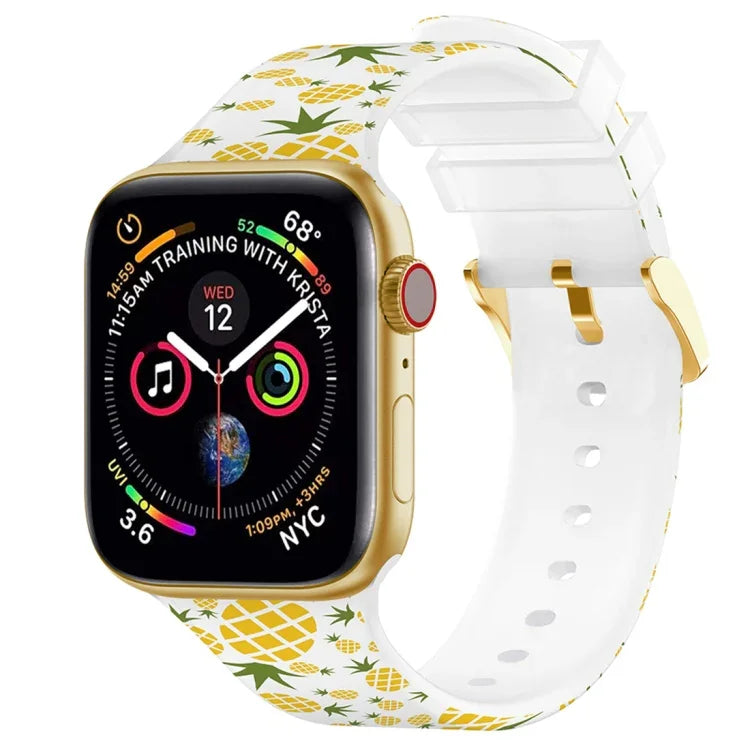 Square Buckle Color Printing Watch Band For Apple Watch Series, 7 45mm / 6&SE&5&4 44mm / 3&2&1 42mm, 7 41mm / 6&SE&5&4 40mm / 3&2&1 38mm