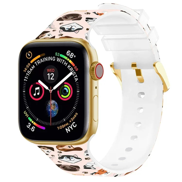 Square Buckle Color Printing Watch Band For Apple Watch Series, 7 45mm / 6&SE&5&4 44mm / 3&2&1 42mm, 7 41mm / 6&SE&5&4 40mm / 3&2&1 38mm