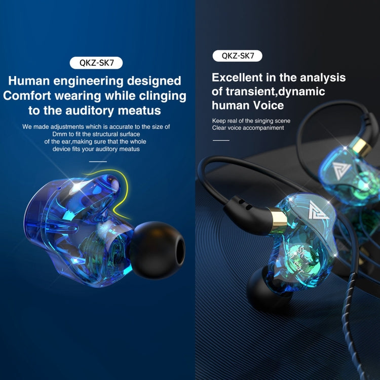 QKZ SK7 3,5mm Sport In-Ear Kupfer-Treiber Kabelgebundener HIFI Stereo Ohrhörer mit Mikrofon