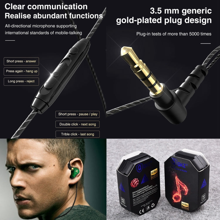 QKZ SK7 3,5mm Sport In-Ear Kupfer-Treiber Kabelgebundener HIFI Stereo Ohrhörer mit Mikrofon